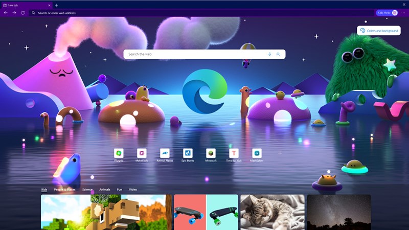 Giao diện của chế độ trẻ em khi bật chế độ.