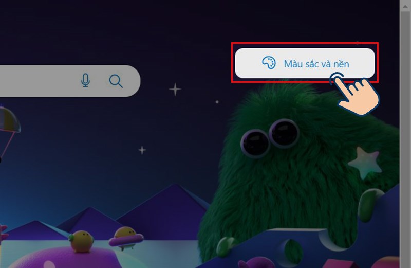 Tại đ&acirc;y bạn c&oacute; thể chọn v&agrave;o M&agrave;u sắc v&agrave; nền để đổi nền cho giao diện.
