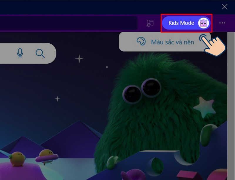 Nhấn v&agrave;o biểu tượng Kids Mode ở tr&ecirc;n ph&iacute;a b&ecirc;n phải m&agrave;n h&igrave;nh.