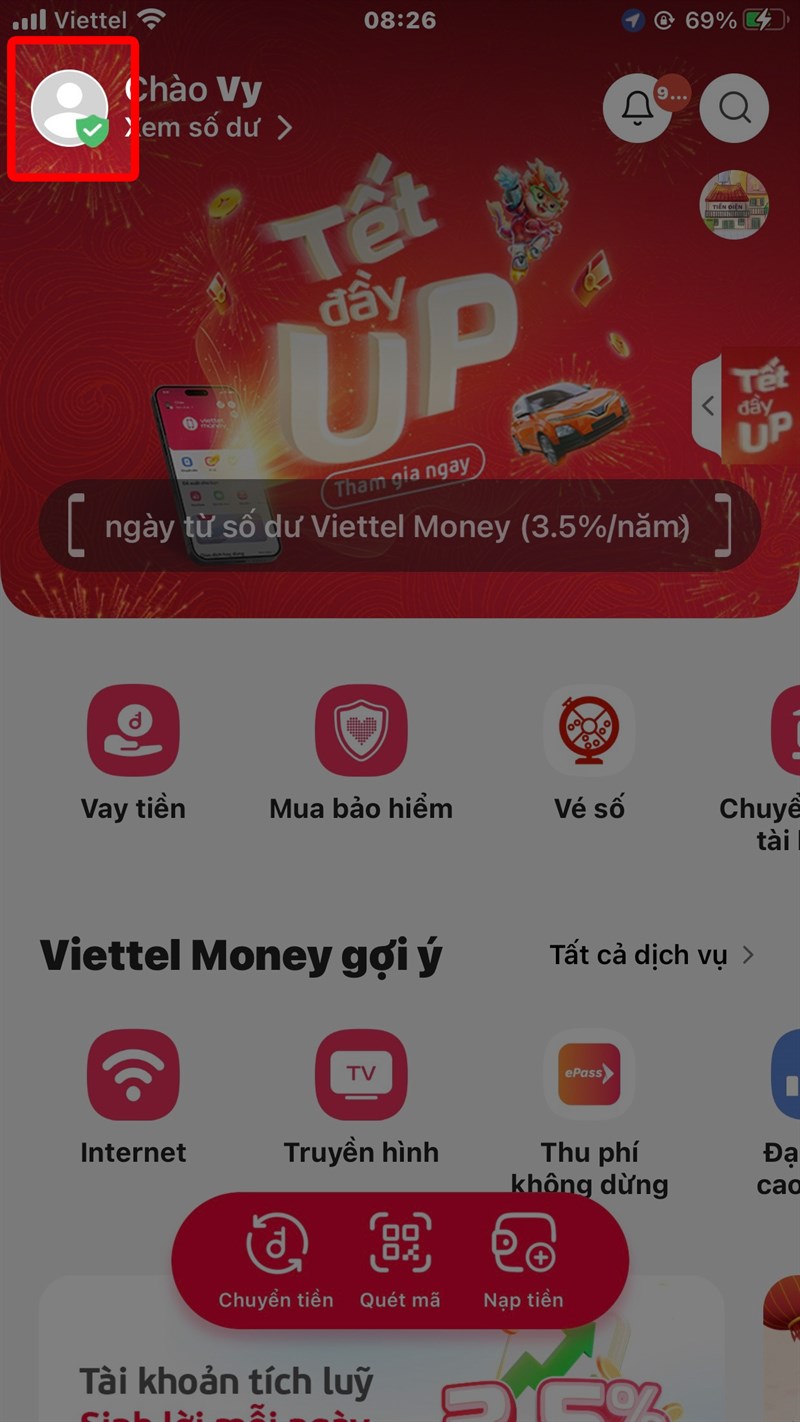 Nhập m&atilde; giới thiệu Viettel Money bước 1