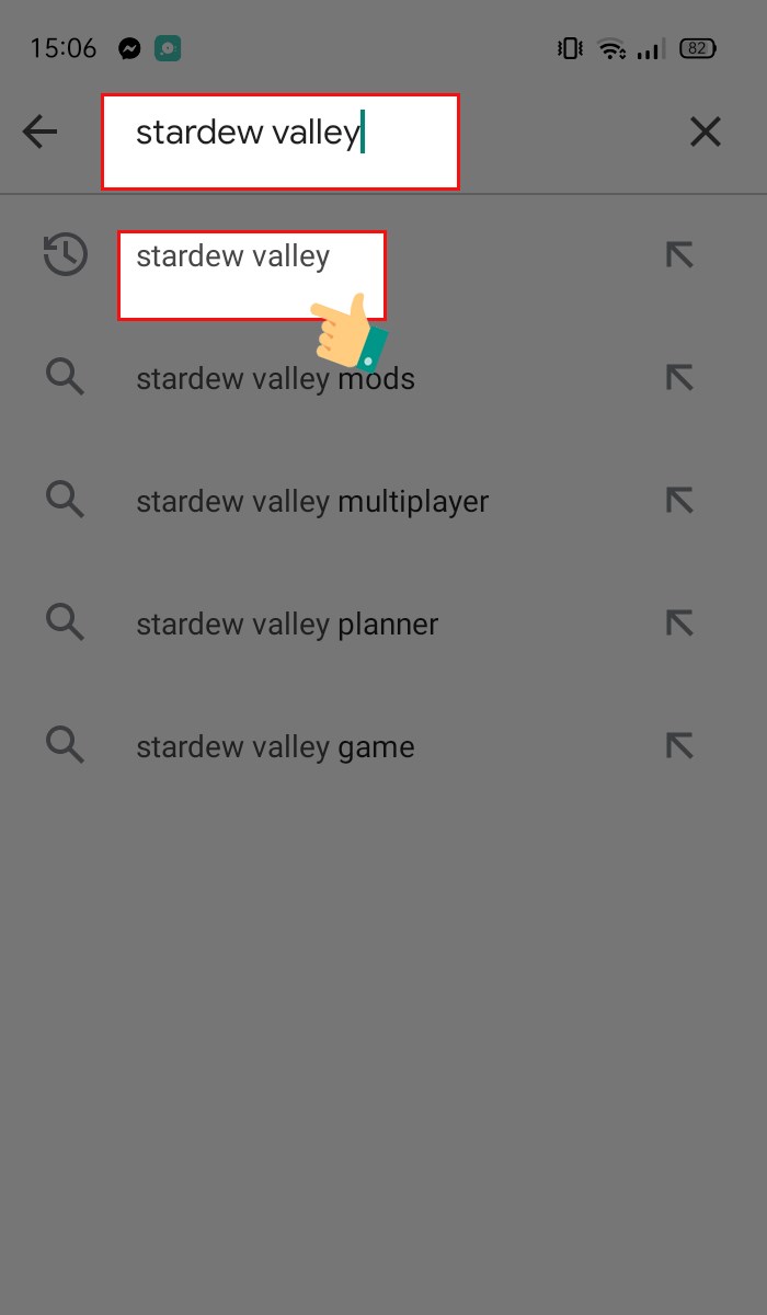 Tr&ecirc;n thanh t&igrave;m kiếm, nhập t&ecirc;n game Stardew Valley