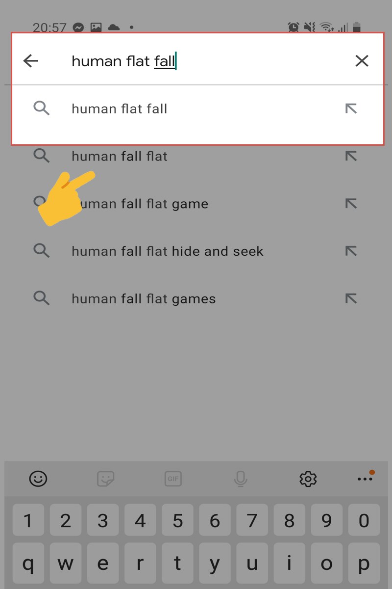 Trên thanh tìm kiếm, nhập tên game Human Fall Flat