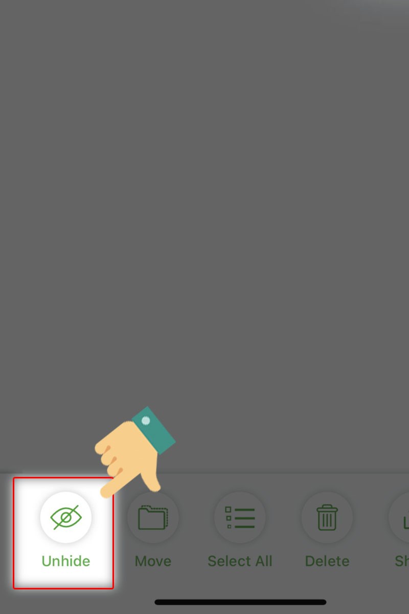 Chọn mục Unhide Chọn mục Unhide