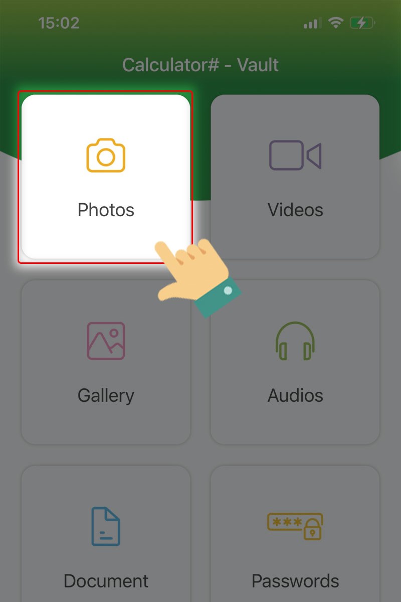 Chọn mục Photo Chọn mục Photo