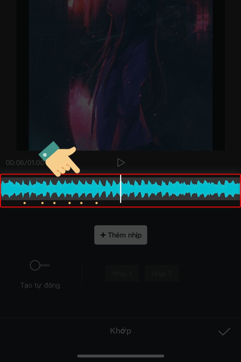 chọn những đoạn bạn muốn thêm nhịp beat