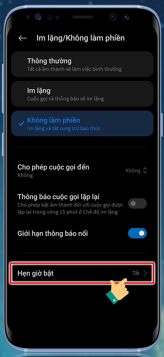 Thêm lịch mở chế độ