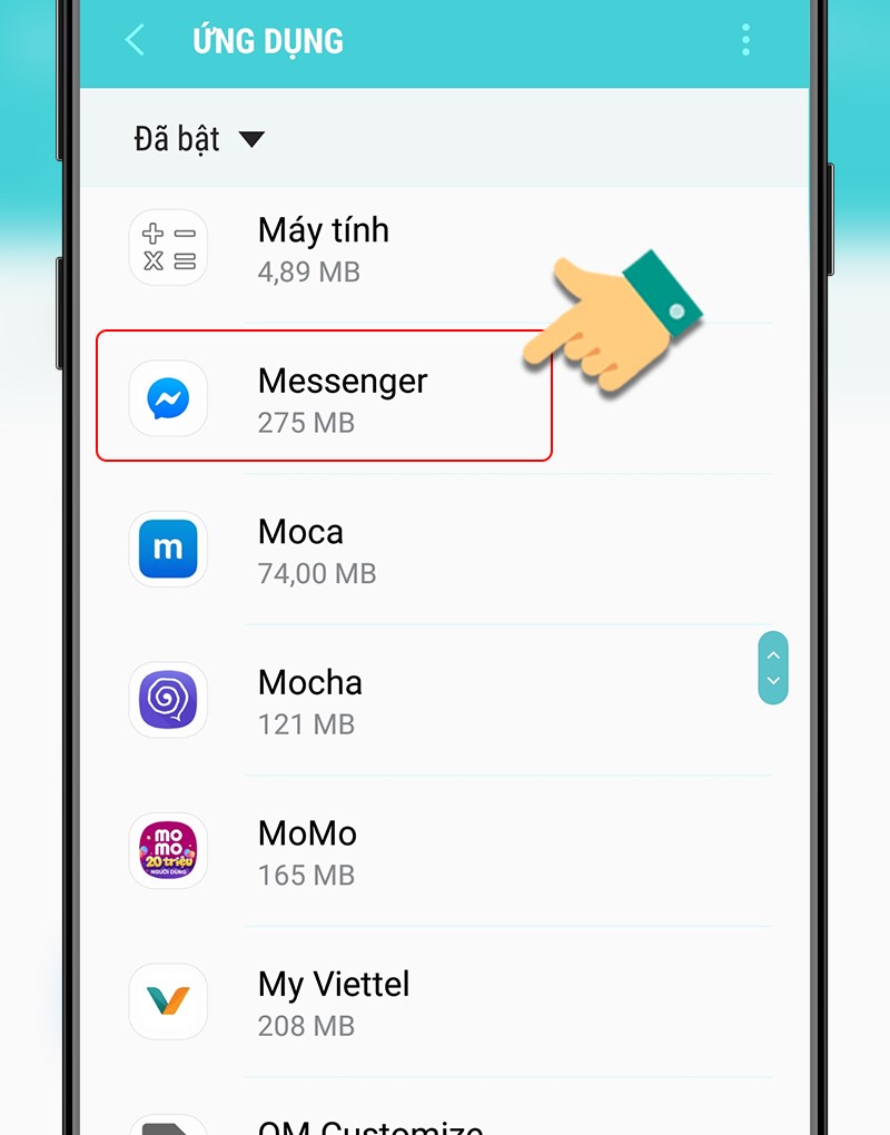 Nhấn vào Messenger