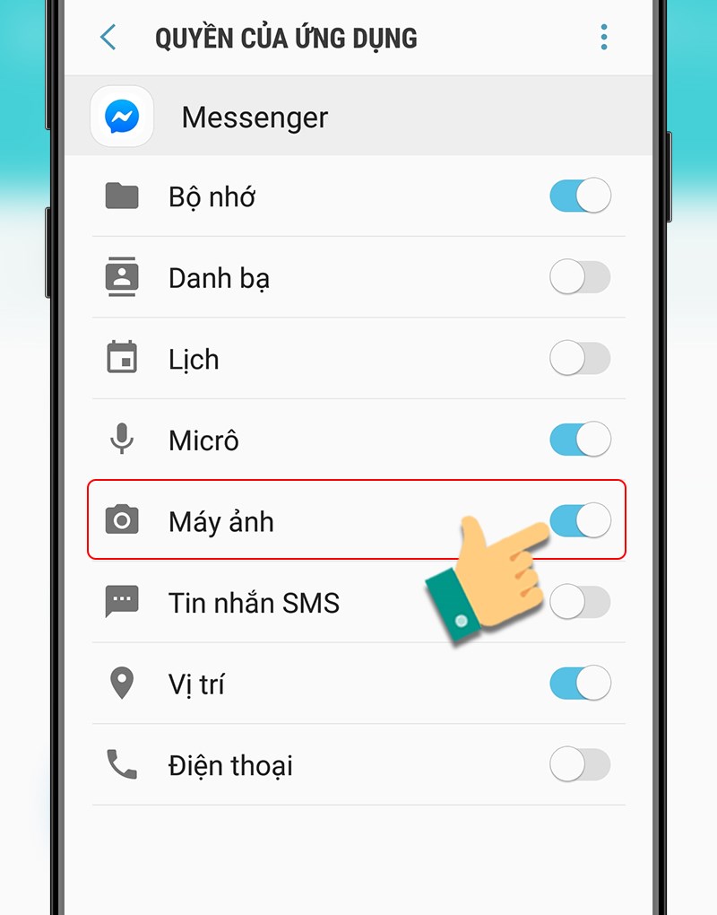 Cấp quyền truy cập máy ảnh cho Messenger