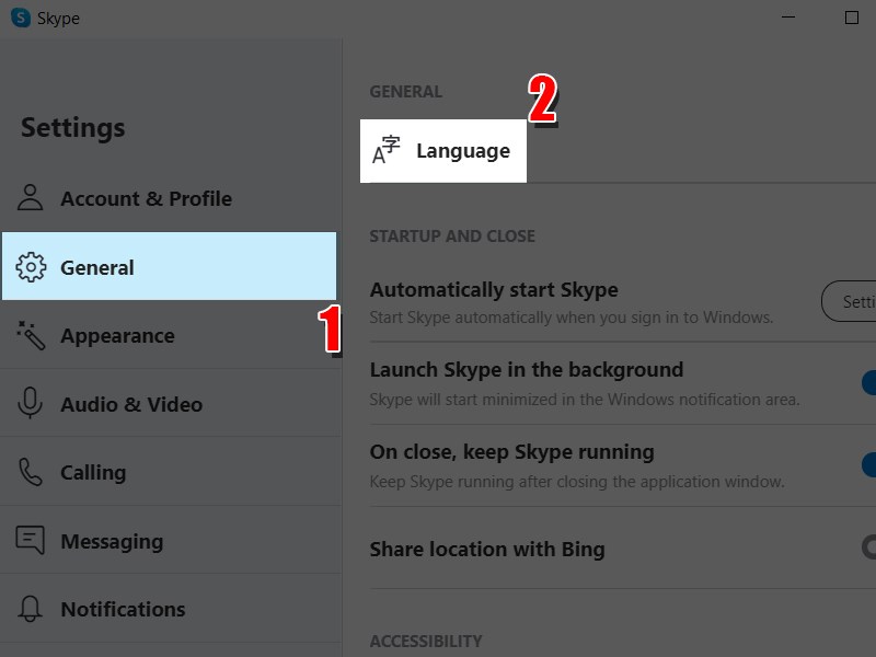 Thiết lập ng&ocirc;n ngữ