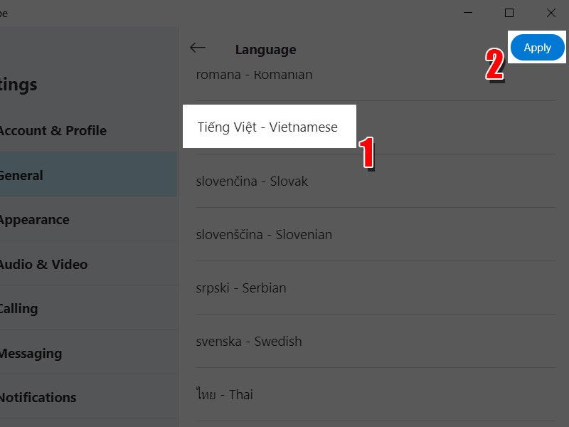 Chọn ng&ocirc;n ngữ
