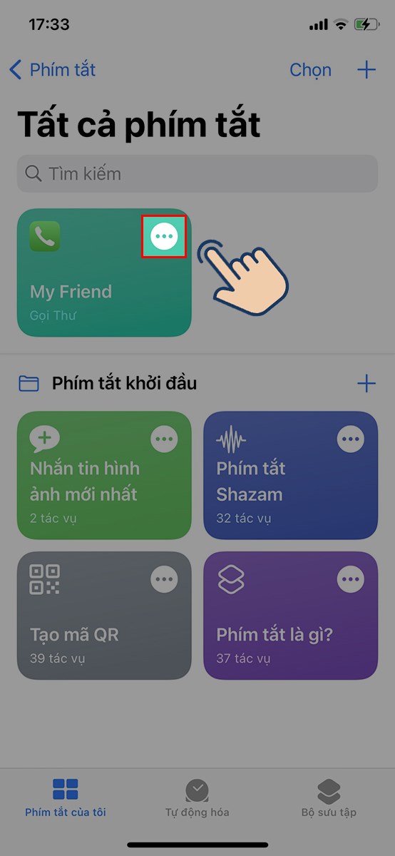 chọn v&agrave;o biểu tượng dấu ba chấm.
