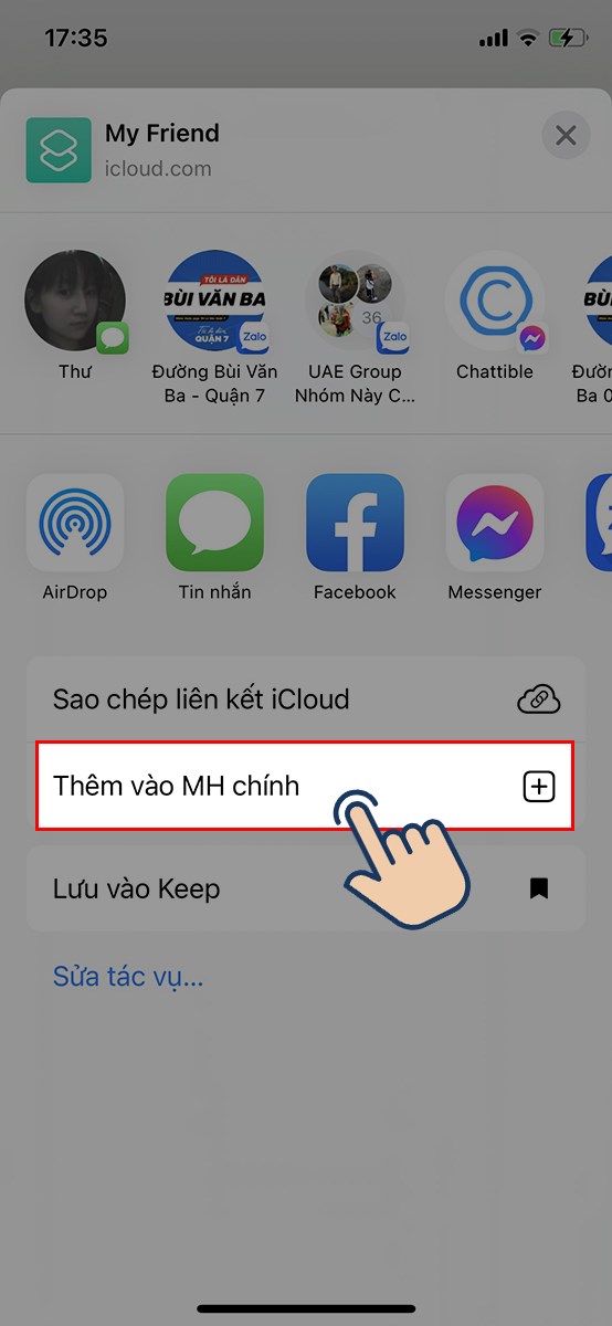 Nhấp v&agrave;o mục Th&ecirc;m v&agrave;o MH ch&iacute;nh.