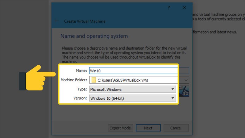 Đặt tên và chọn hệ điều hành muốn cài đặt Đặt tên và chọn hệ điều hành muốn cài đặt