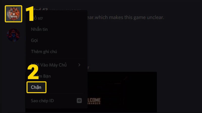Chọn người d&ugrave;ng v&agrave; chặn