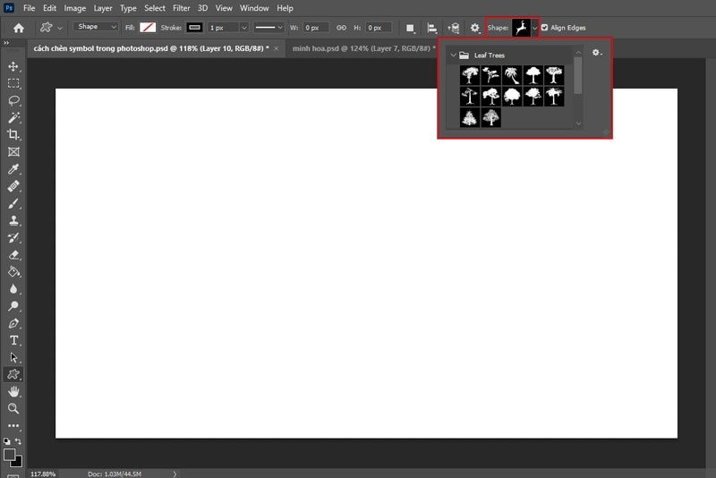 Chọn Shape ở menu b&ecirc;n tr&ecirc;n