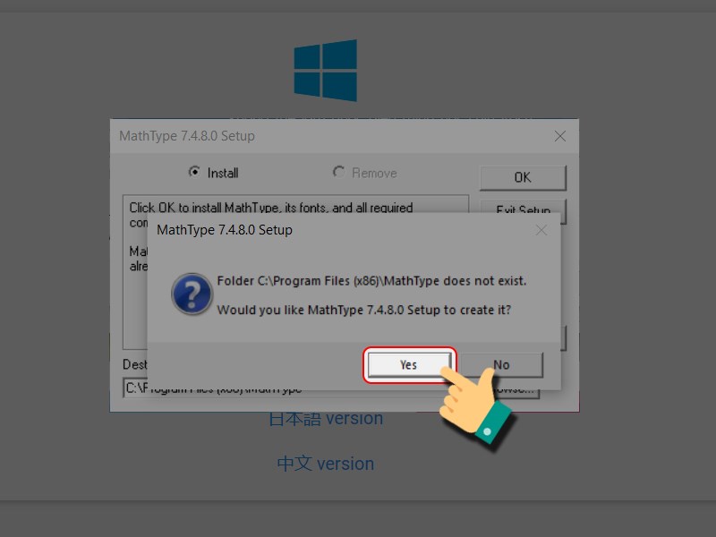 Nhấn Yes để tiếp tục