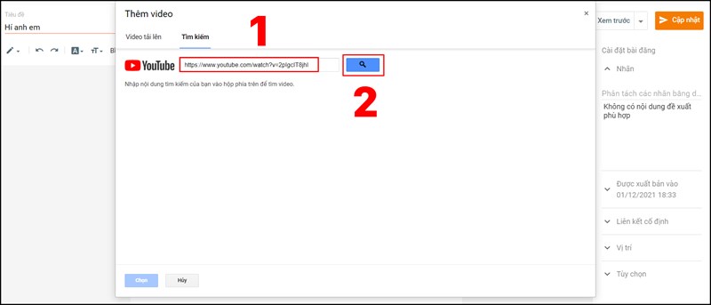Thực hiện thao t&aacute;c t&igrave;m kiếm video tr&ecirc;n YouTube