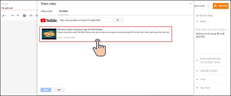  Chọn video muốn ch&egrave;n v&agrave; bấm Chọn