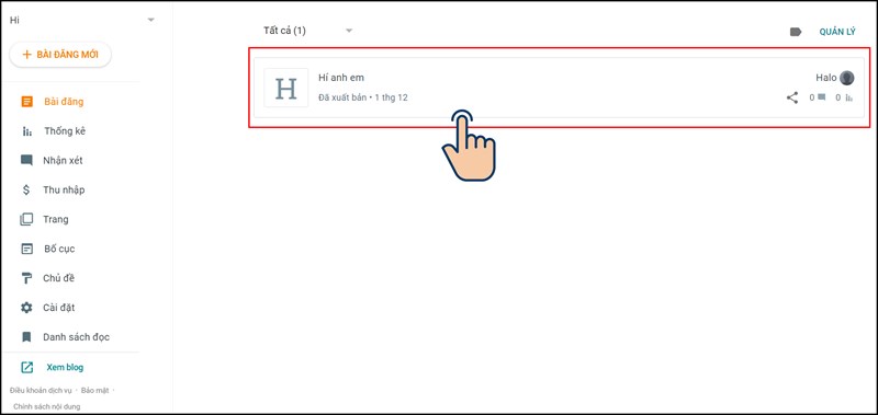 Chọn b&agrave;i đăng cần ch&egrave;n video