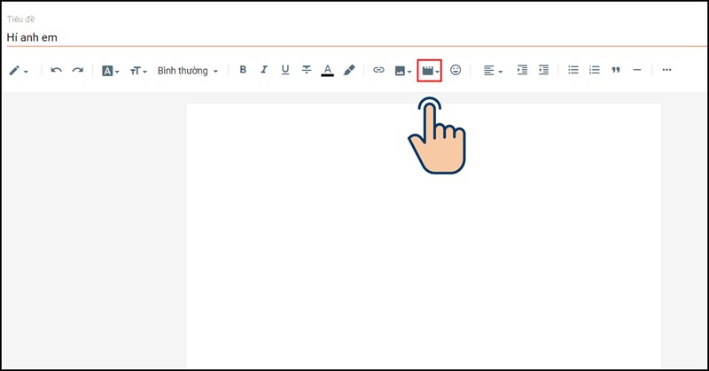 Chọn biểu tượng ch&egrave;n video tr&ecirc;n nh&oacute;m thanh c&ocirc;ng cụ