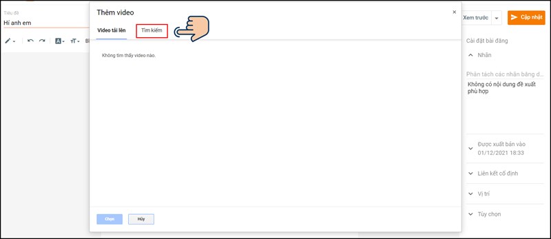 Chọn tab T&igrave;m kiếm