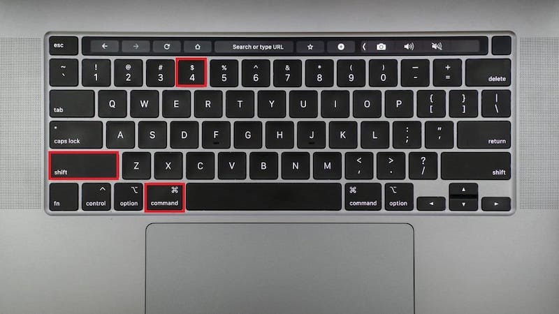 Shift + Command + 4 để chụp một phần m&agrave;n h&igrave;nh