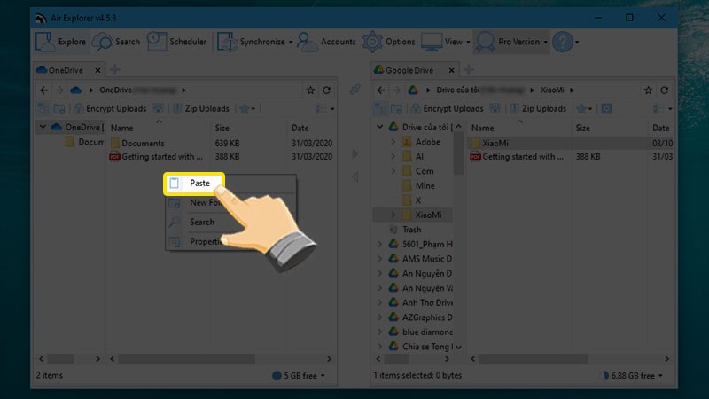 Dán dữ liệu vào OneDrive Dán dữ liệu vào OneDrive