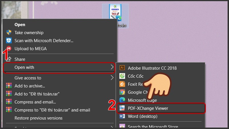 Nhấn chuột phải vào file PDF chọn Open with > PDF XChange Viewer