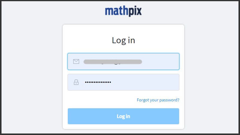 Mở trình duyệt và truy cập trang Mathpix và đăng nhập vào tài khoản ban nãy bạn tạo