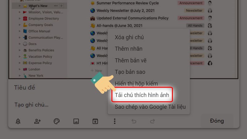 Chọn mục Tải chú thích hình ảnh Chọn mục Tải chú thích hình ảnh