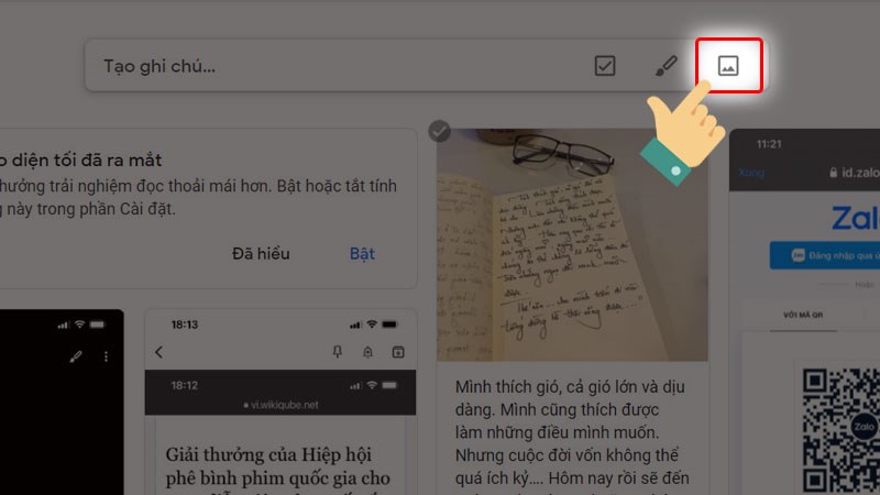 Nhấn vào biểu tượng Hình ảnh Nhấn vào biểu tượng Hình ảnh