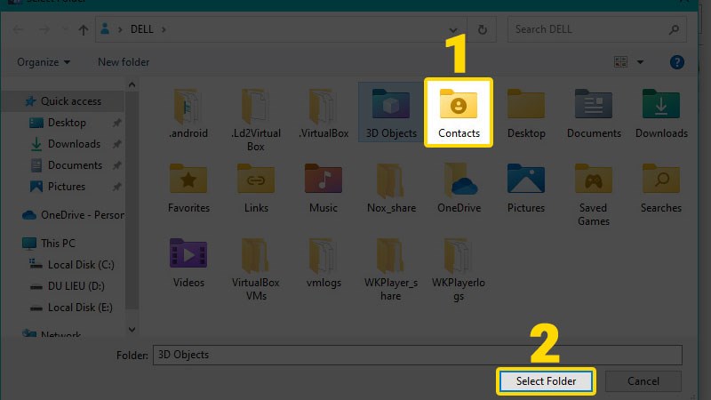 Chọn thư mục cần chia sẻ