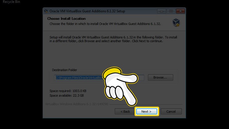 X&aacute;c nhận ở đĩa c&agrave;i đặt