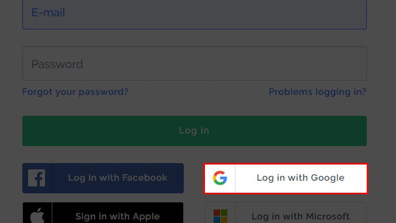 Chọn Log In with Google