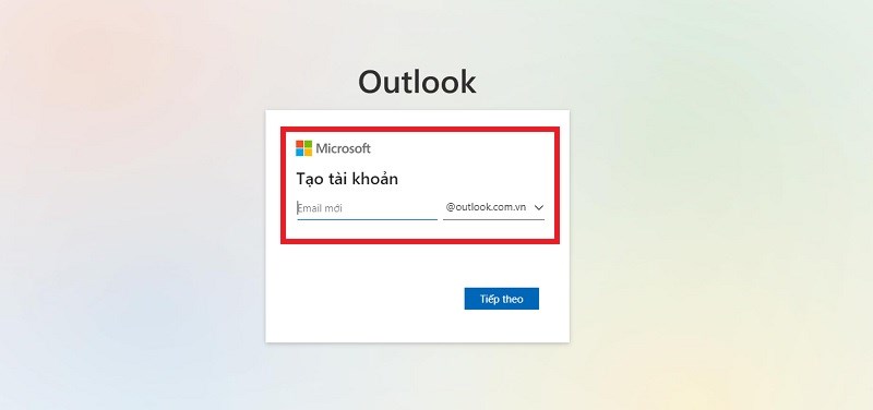 Đặt tên tài khoản Outlook và bấm tiếp theo.