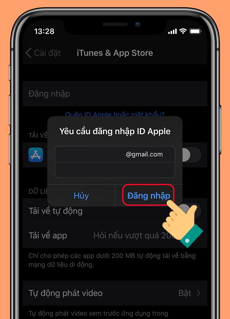 Nhập tài khoản ID Apple của bạn 