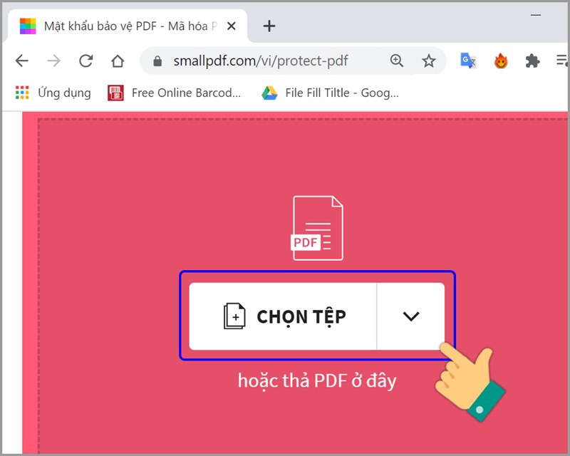 Chọn tệp trong Smallpdf