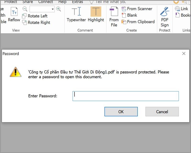 Yêu cầu nhập mật khẩu khi mở file PDF