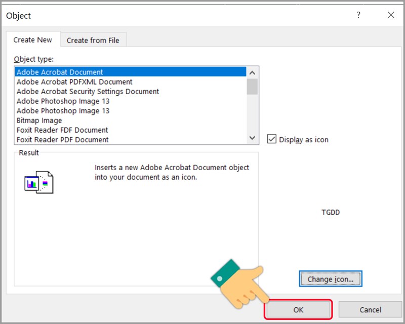 Xác nhận chèn file PDF vào file excel Xác nhận chèn file PDF vào file excel