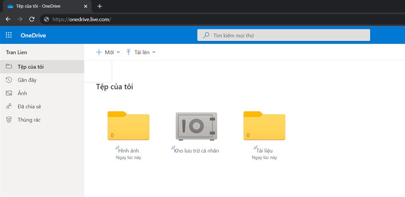 Truy cập vào https://onedrive.live.com/ để đăng nhập tài khoản Onedrive