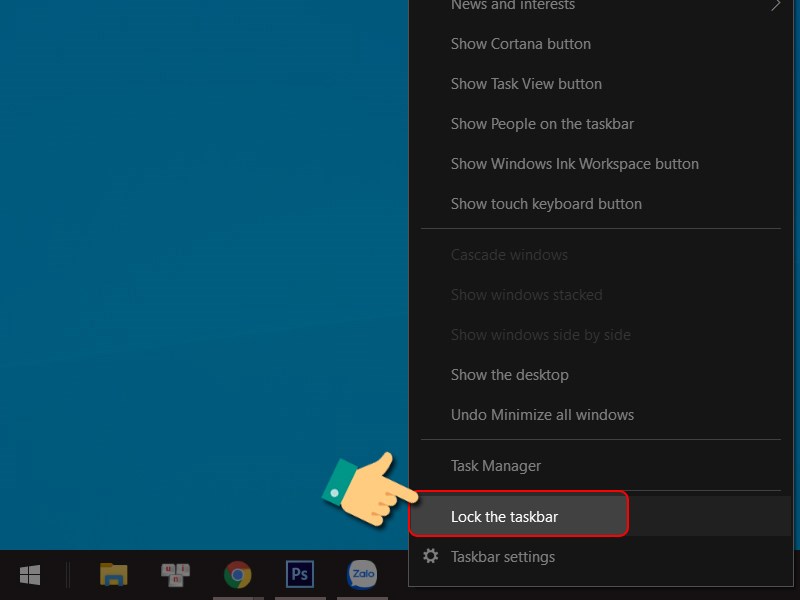 Mở thanh Taskbar Mở thanh Taskbar