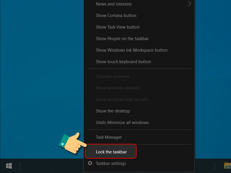 Khóa thanh taskbar Khóa thanh taskbar