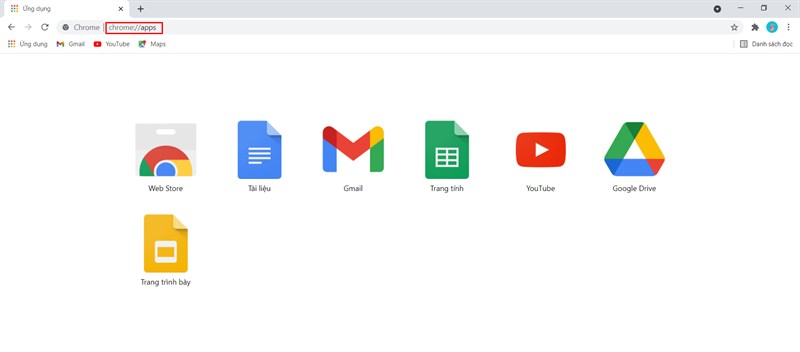 Mở Google Chrome và gõ chrome://apps/ 