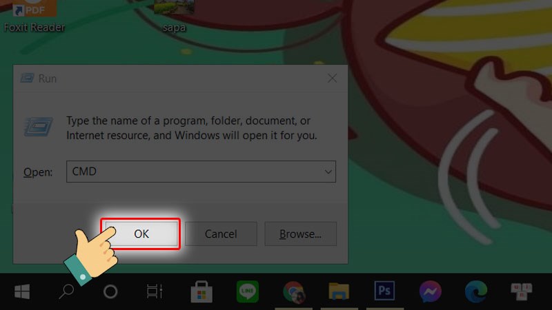 Nhấn OK để mở Command Prompt