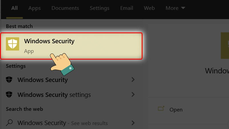 Nhấn chọn Windows Security