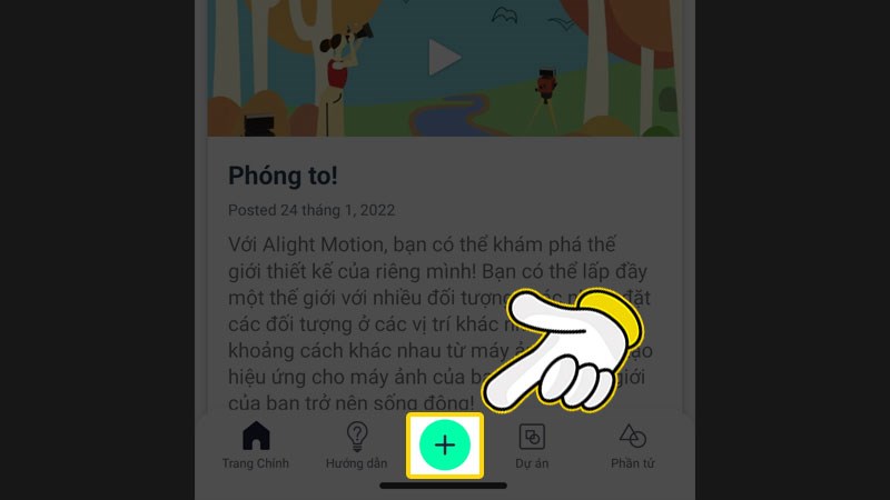 Bấm vào biểu tượng dấu cộng ở giữa