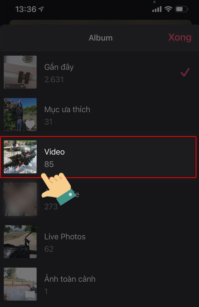 Lựa chọn v&agrave;o mục Video.