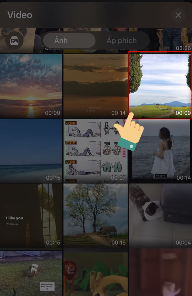 Lựa chọn video bạn muốn gh&eacute;p tiếp theo