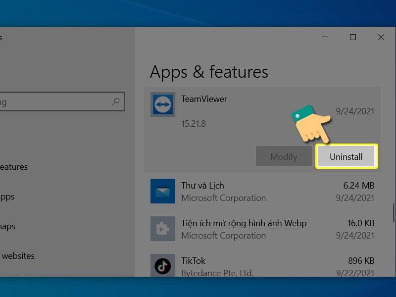 Chọn Uninstall Chọn Uninstall