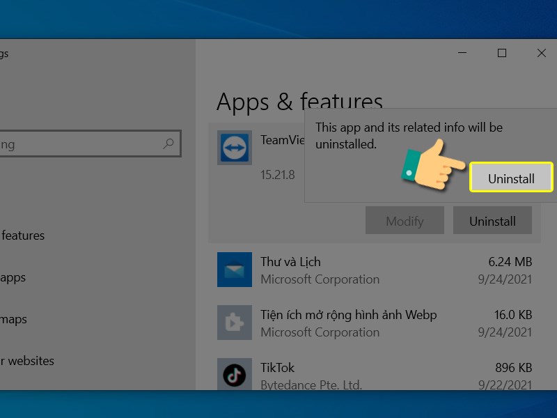 Tiếp tục chọn Uninstall Tiếp tục chọn Uninstall